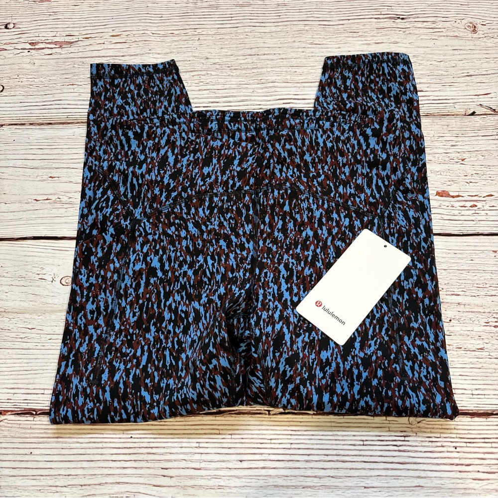 NWT Lululemon Power Thru High-Rise Tight 25" Leopard Camo Blue Nile Multi Sz 10 - Picture 4 of 12